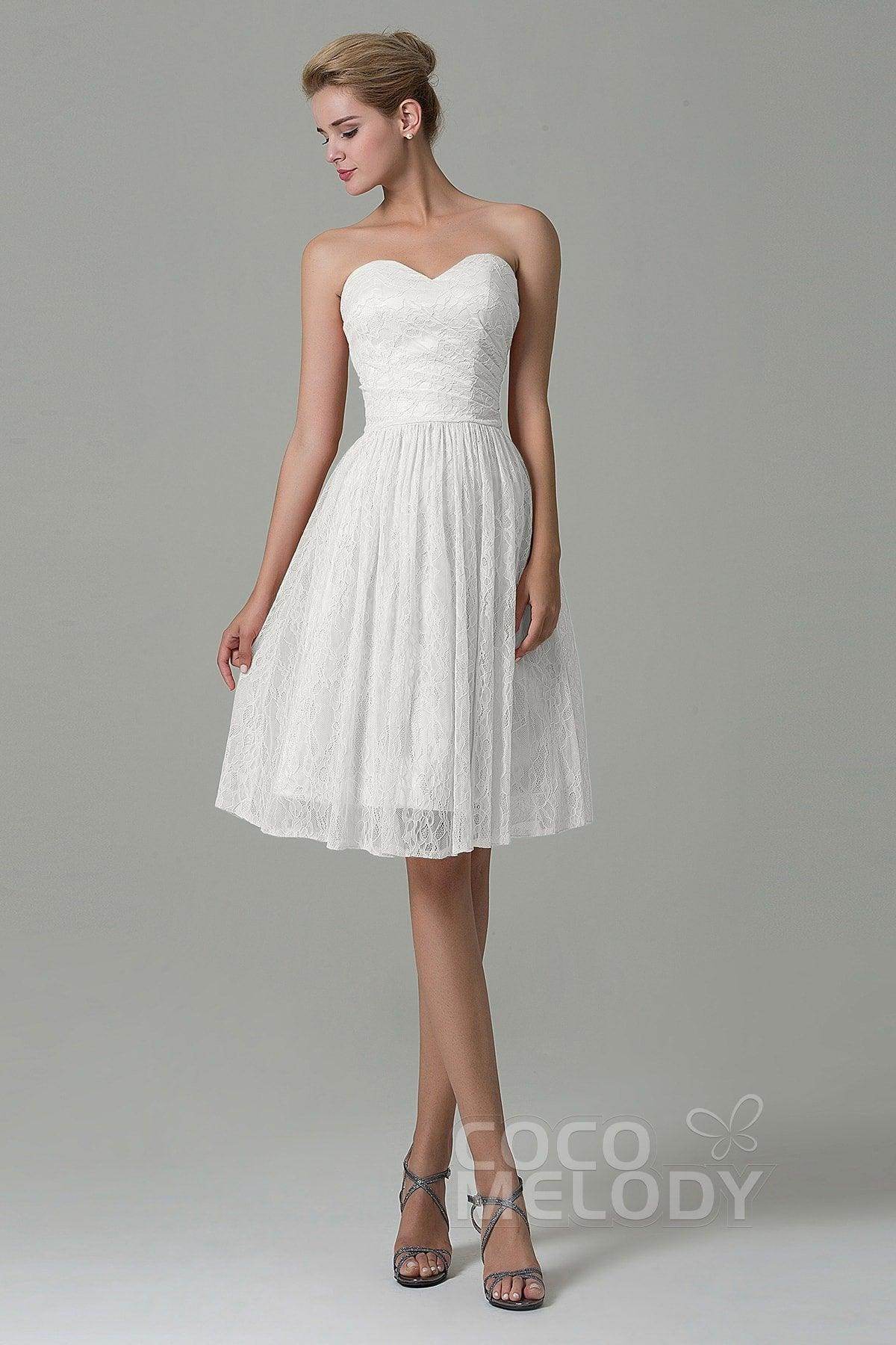 A-Line Knee Length Lace Bridesmaid Dress COZK16008