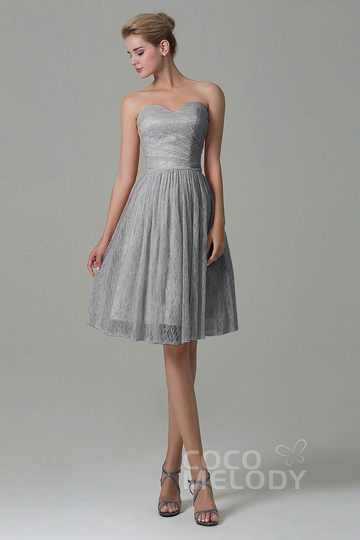 A-Line Knee Length Lace Bridesmaid Dress COZK16008