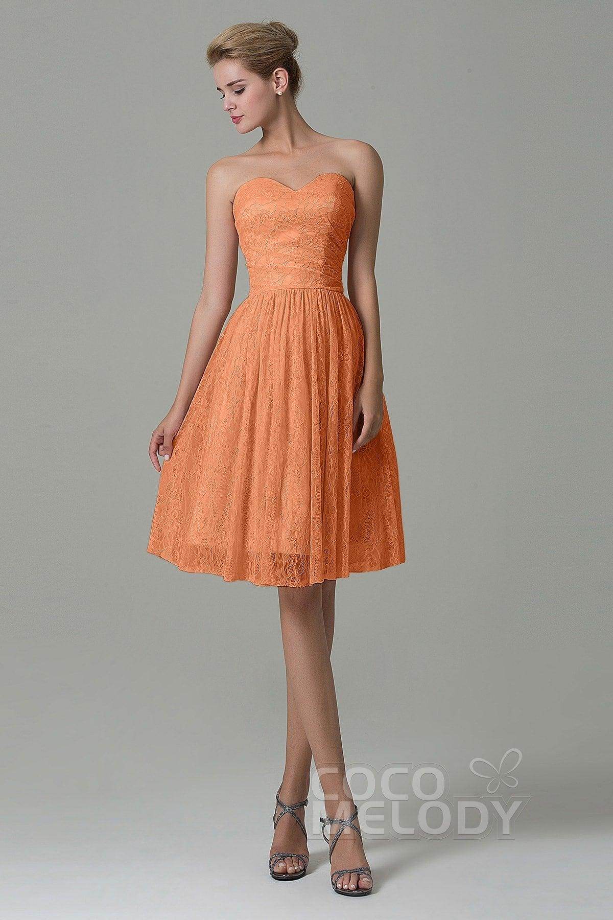 A-Line Knee Length Lace Bridesmaid Dress COZK16008