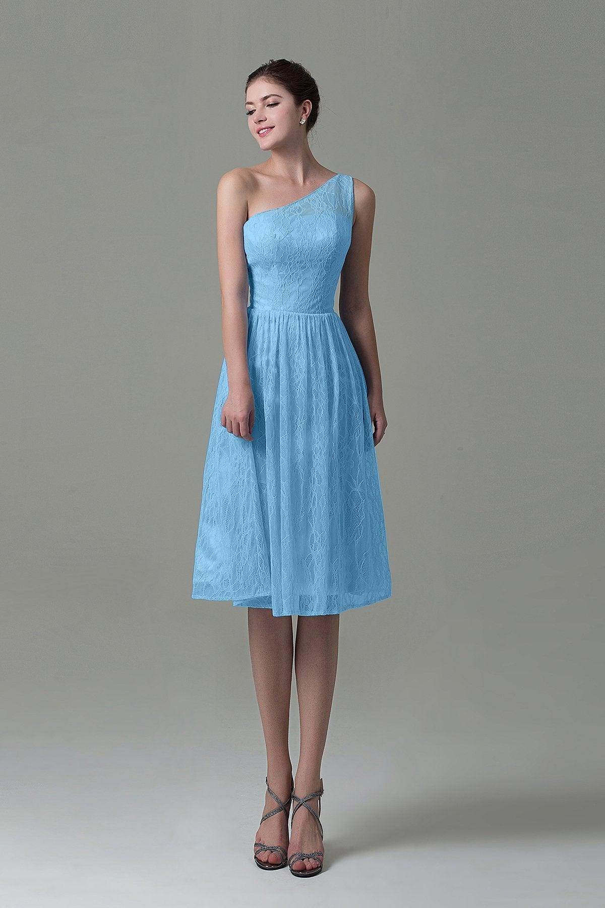 A-Line Knee Length Lace Bridesmaid Dress COZK16009