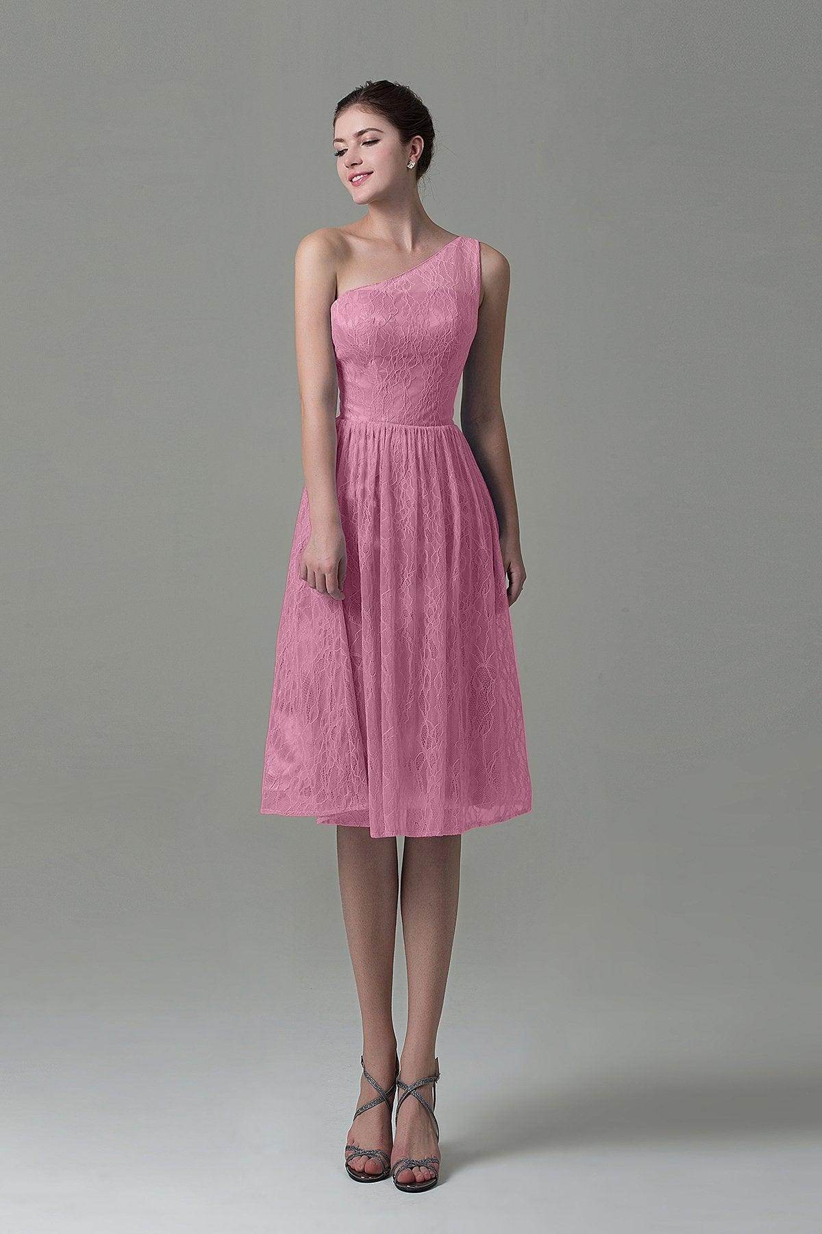 A-Line Knee Length Lace Bridesmaid Dress COZK16009