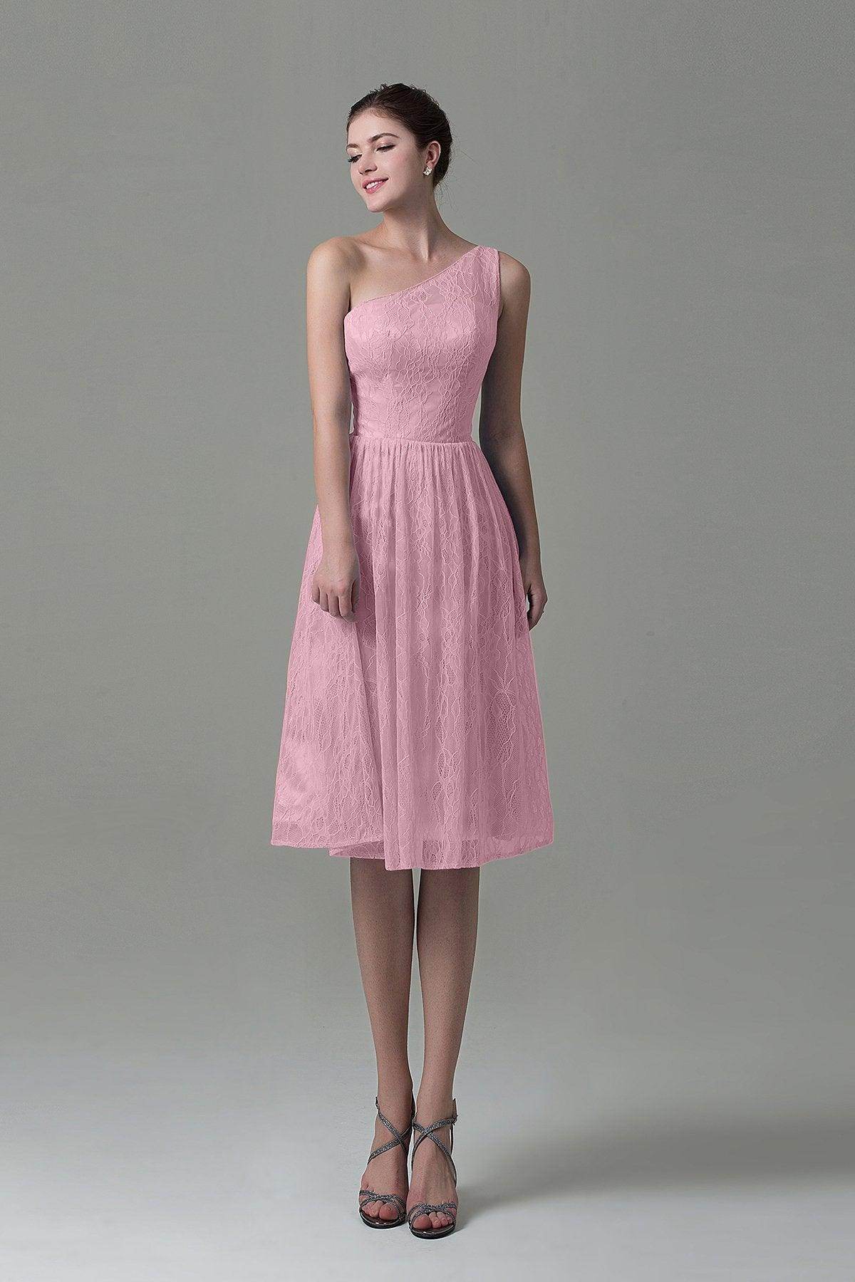 A-Line Knee Length Lace Bridesmaid Dress COZK16009