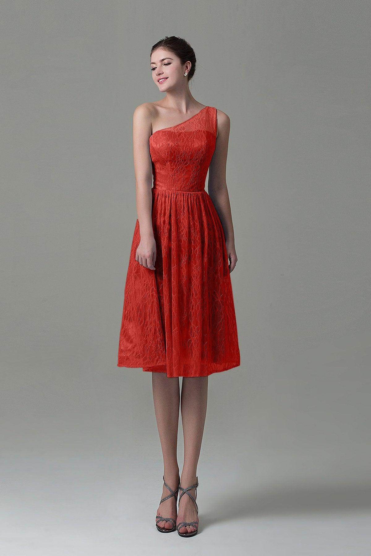 A-Line Knee Length Lace Bridesmaid Dress COZK16009
