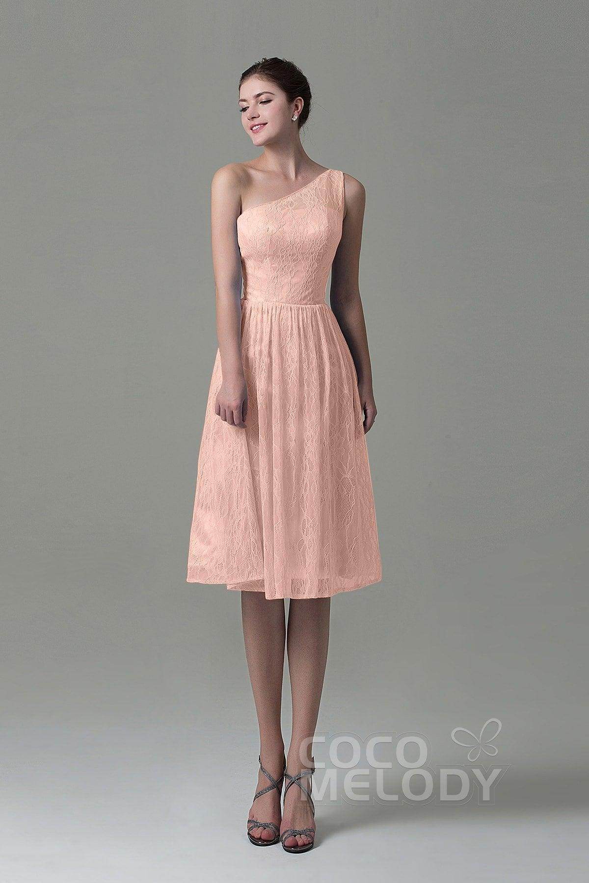 A-Line Knee Length Lace Bridesmaid Dress COZK16009