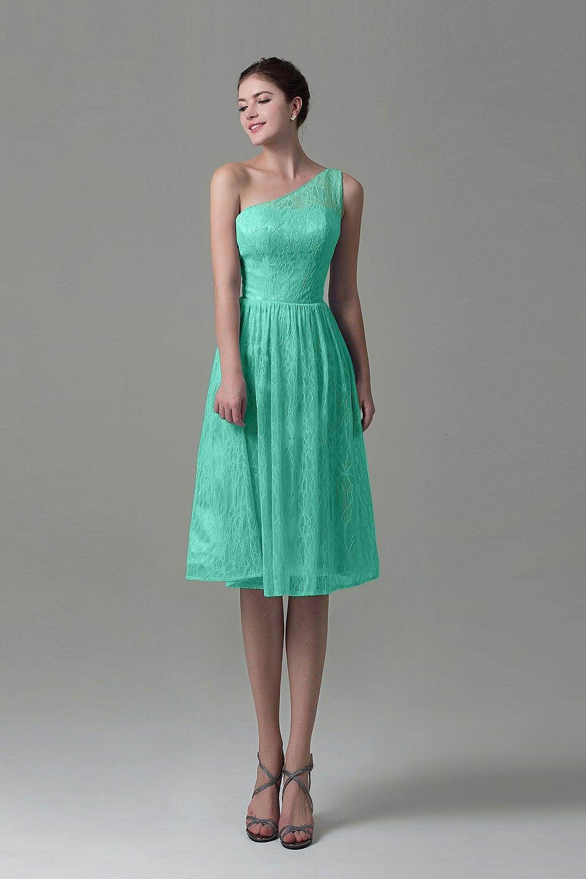 A-Line Knee Length Lace Bridesmaid Dress COZK16009