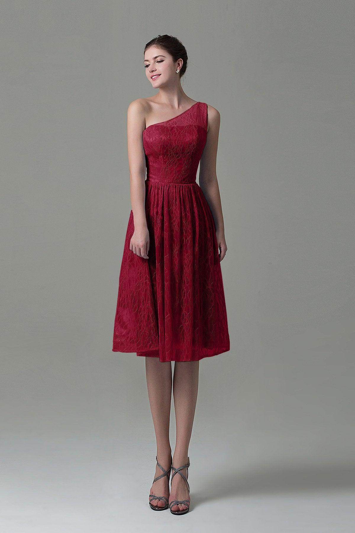 A-Line Knee Length Lace Bridesmaid Dress COZK16009