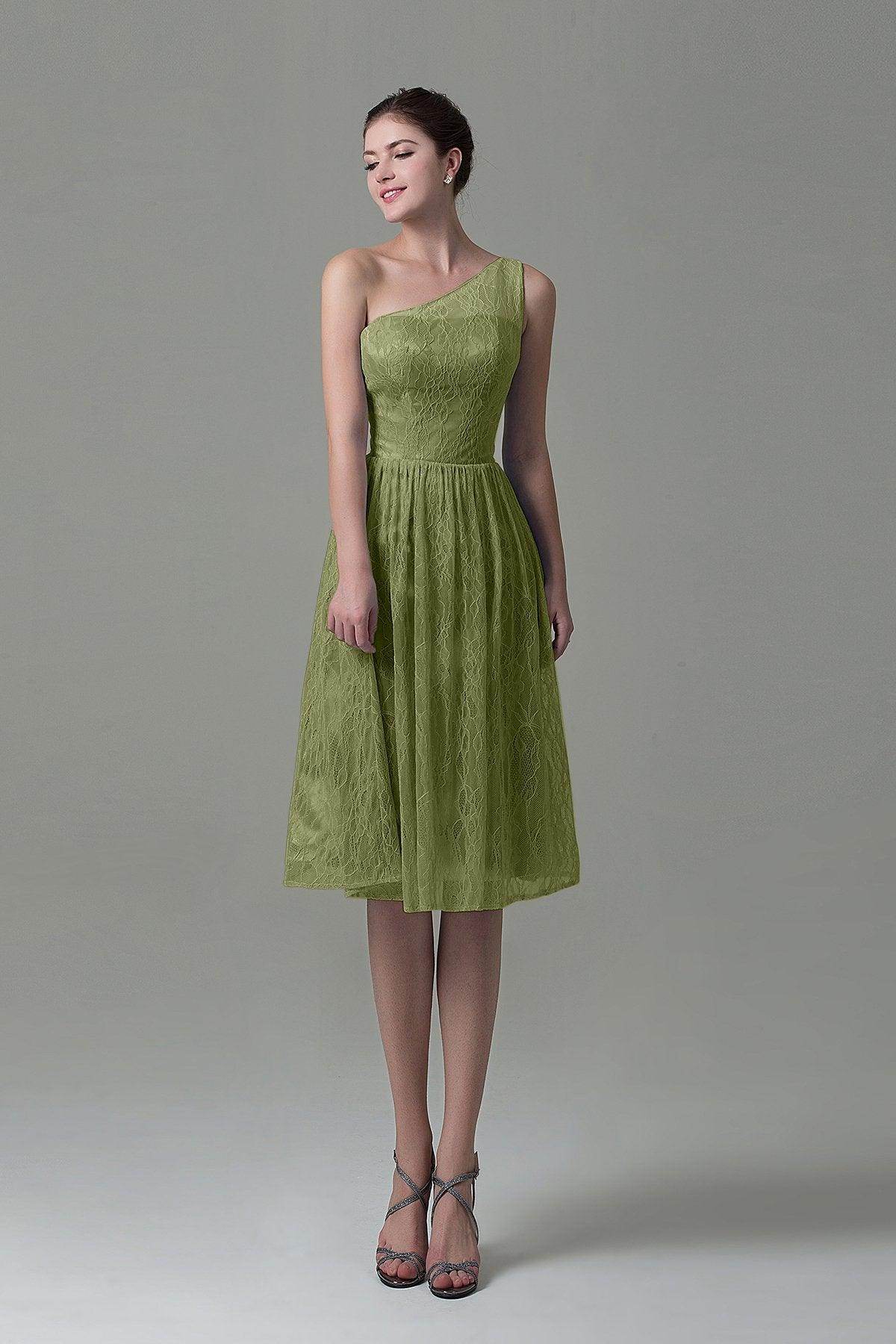 A-Line Knee Length Lace Bridesmaid Dress COZK16009