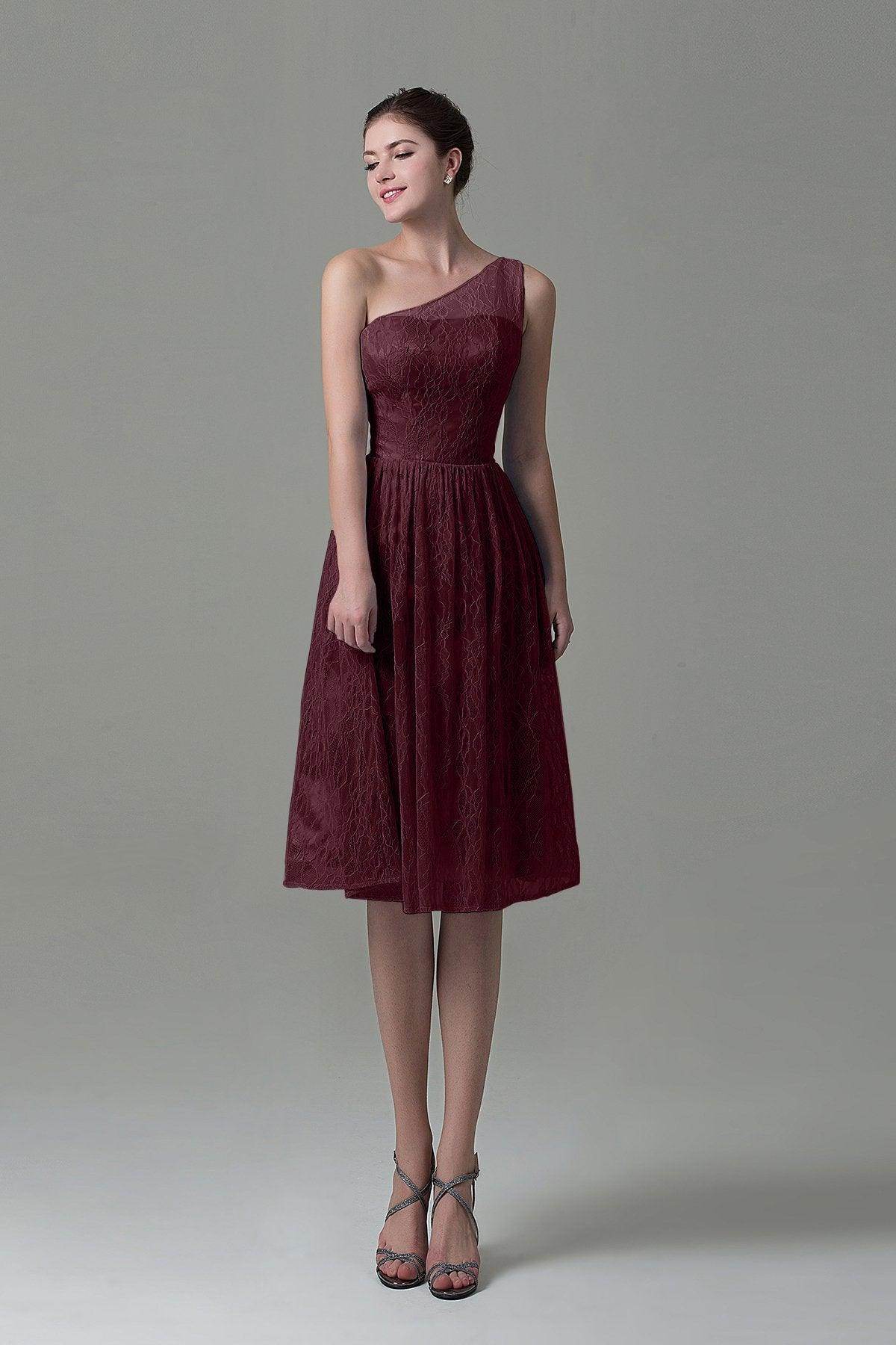 A-Line Knee Length Lace Bridesmaid Dress COZK16009