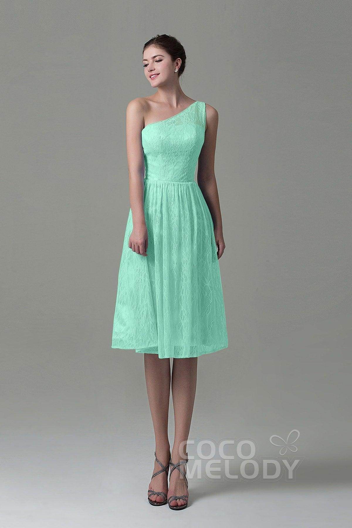 A-Line Knee Length Lace Bridesmaid Dress COZK16009
