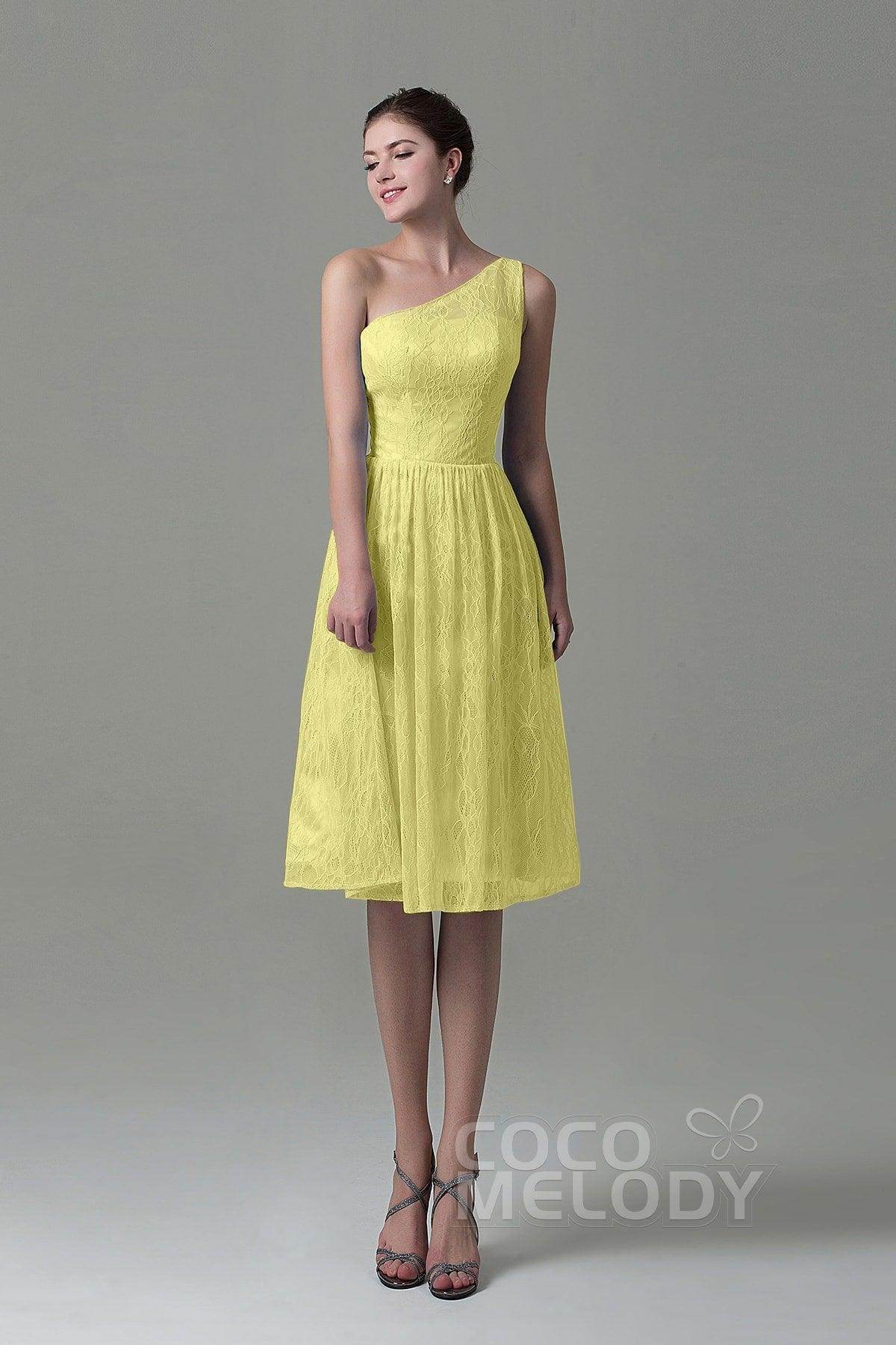 A-Line Knee Length Lace Bridesmaid Dress COZK16009