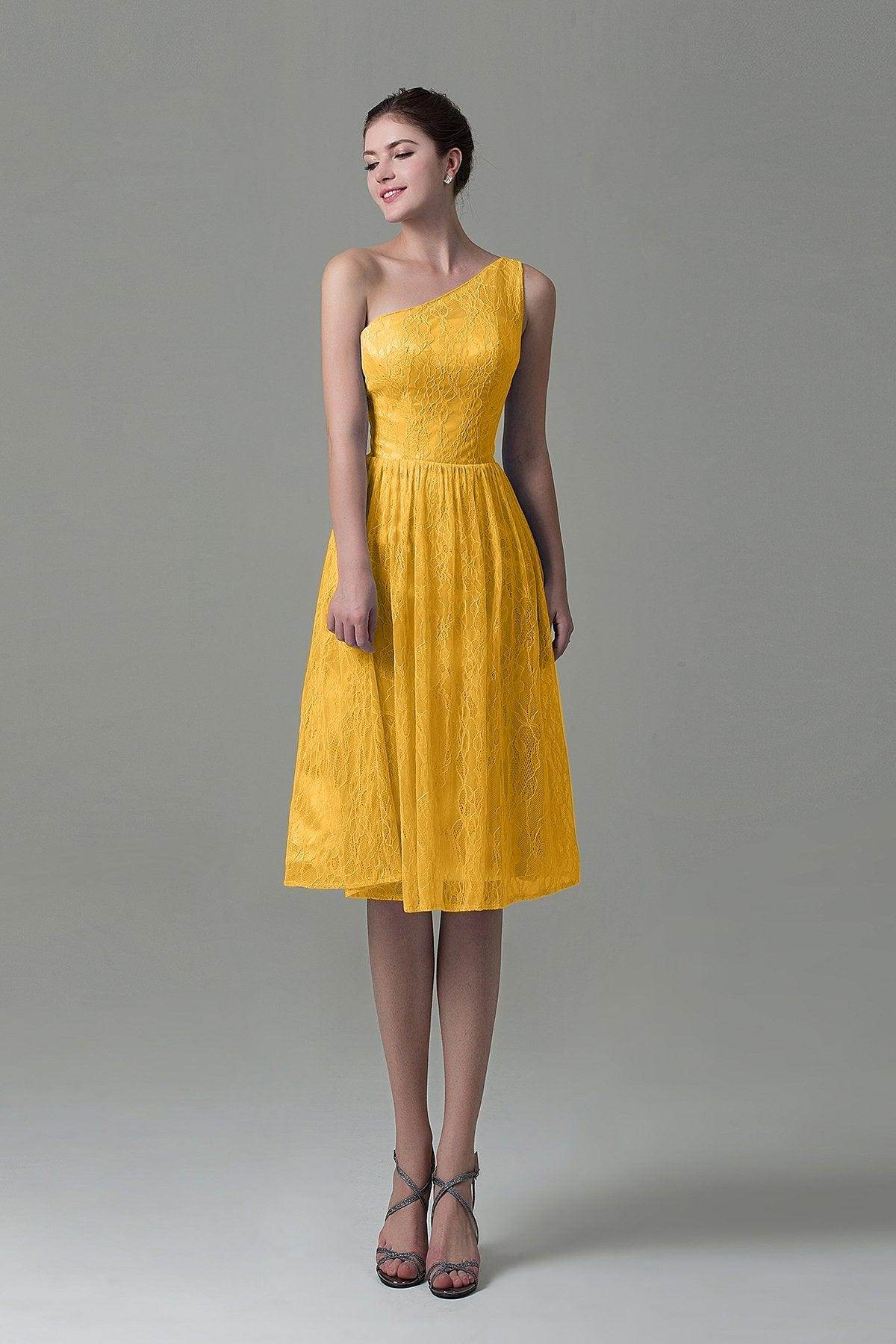 A-Line Knee Length Lace Bridesmaid Dress COZK16009
