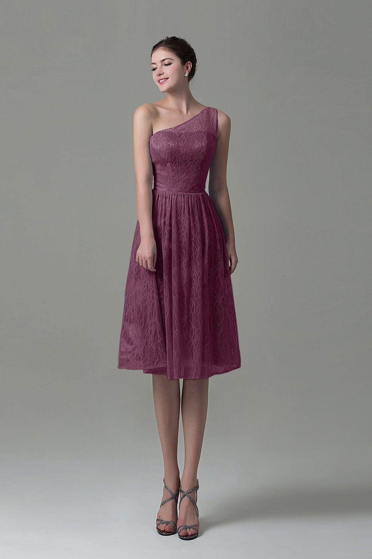 A-Line Knee Length Lace Bridesmaid Dress COZK16009