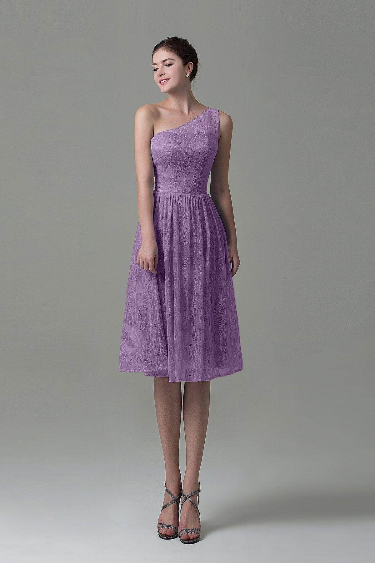 A-Line Knee Length Lace Bridesmaid Dress COZK16009