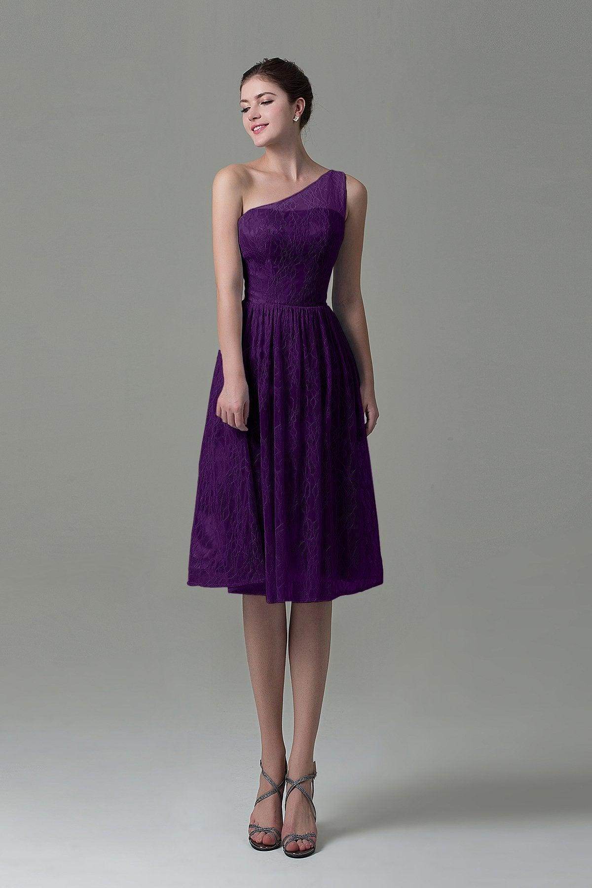 A-Line Knee Length Lace Bridesmaid Dress COZK16009