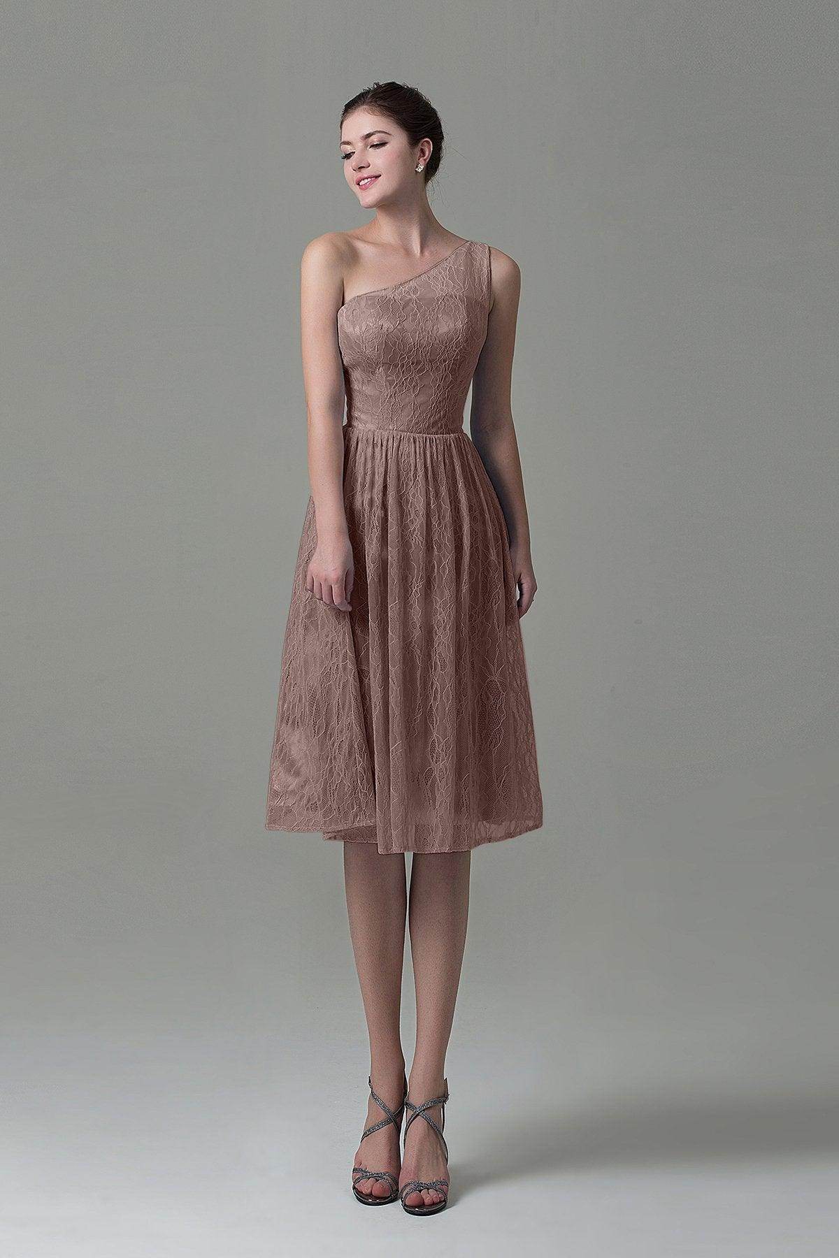 A-Line Knee Length Lace Bridesmaid Dress COZK16009
