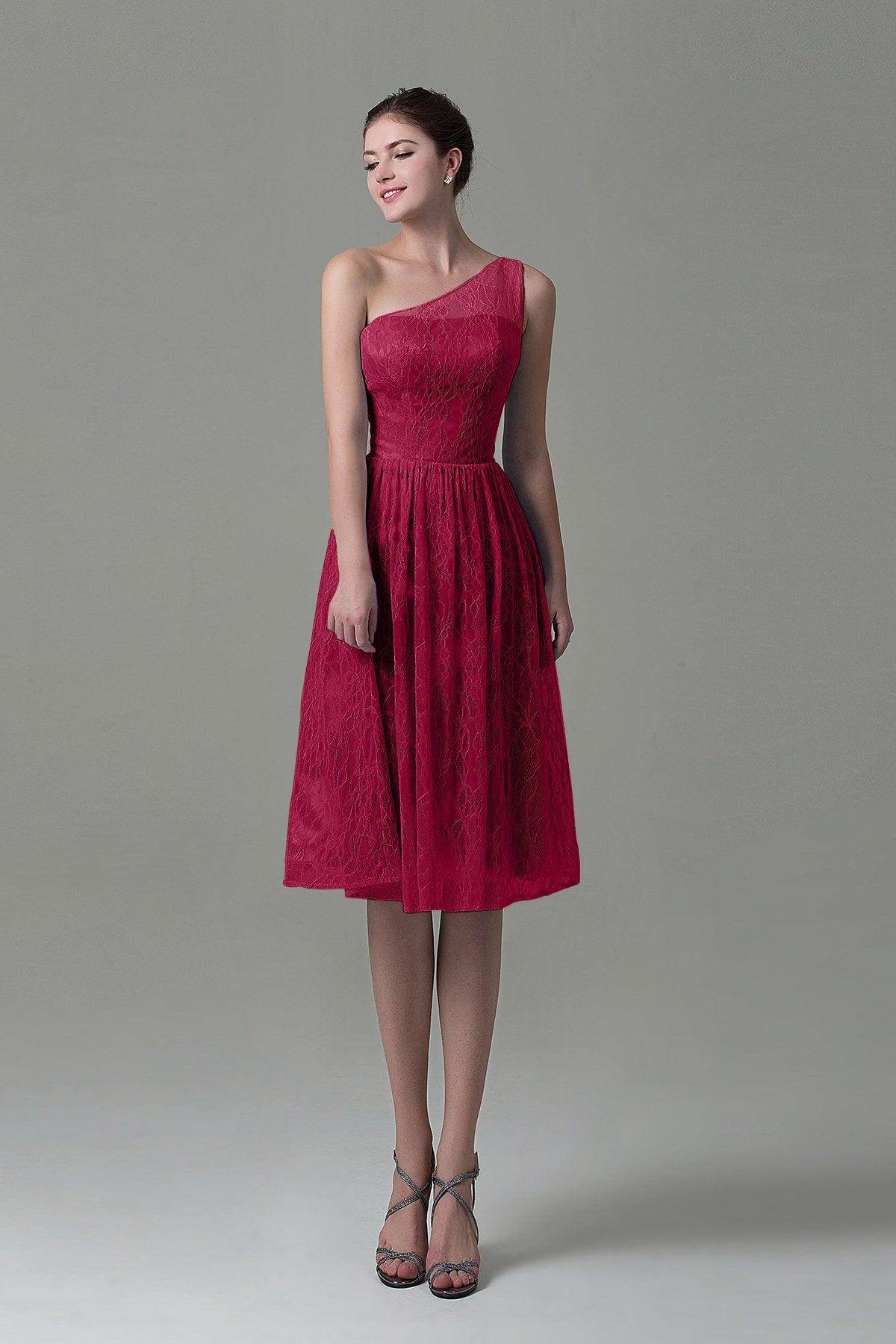 A-Line Knee Length Lace Bridesmaid Dress COZK16009