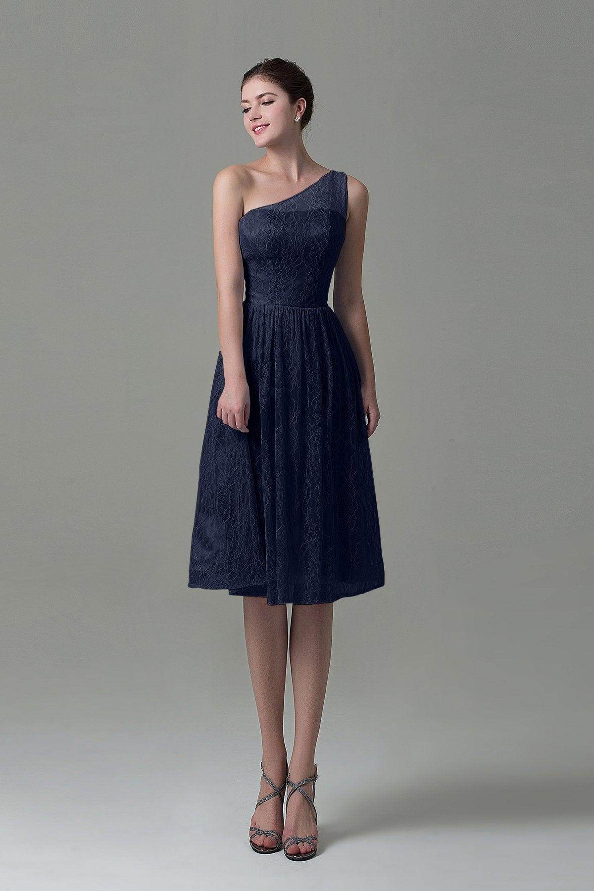 A-Line Knee Length Lace Bridesmaid Dress COZK16009