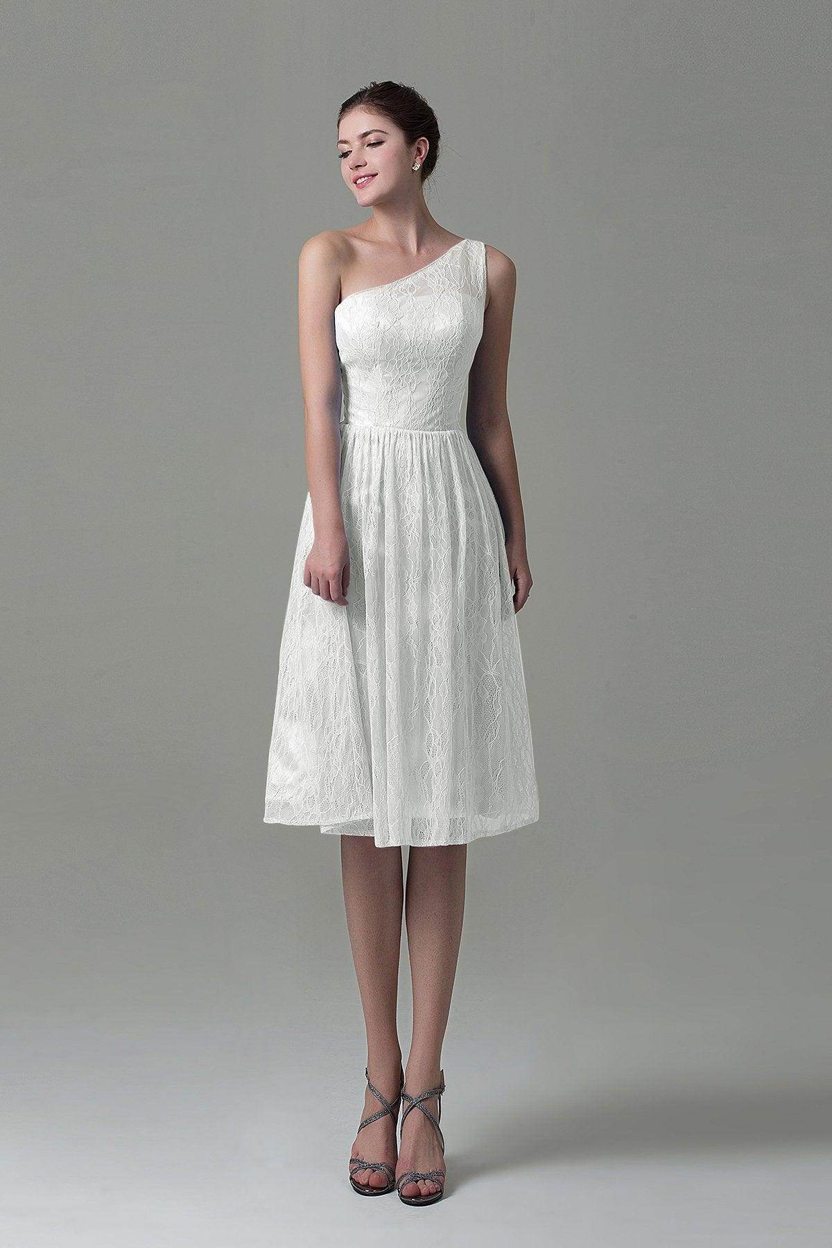 A-Line Knee Length Lace Bridesmaid Dress COZK16009