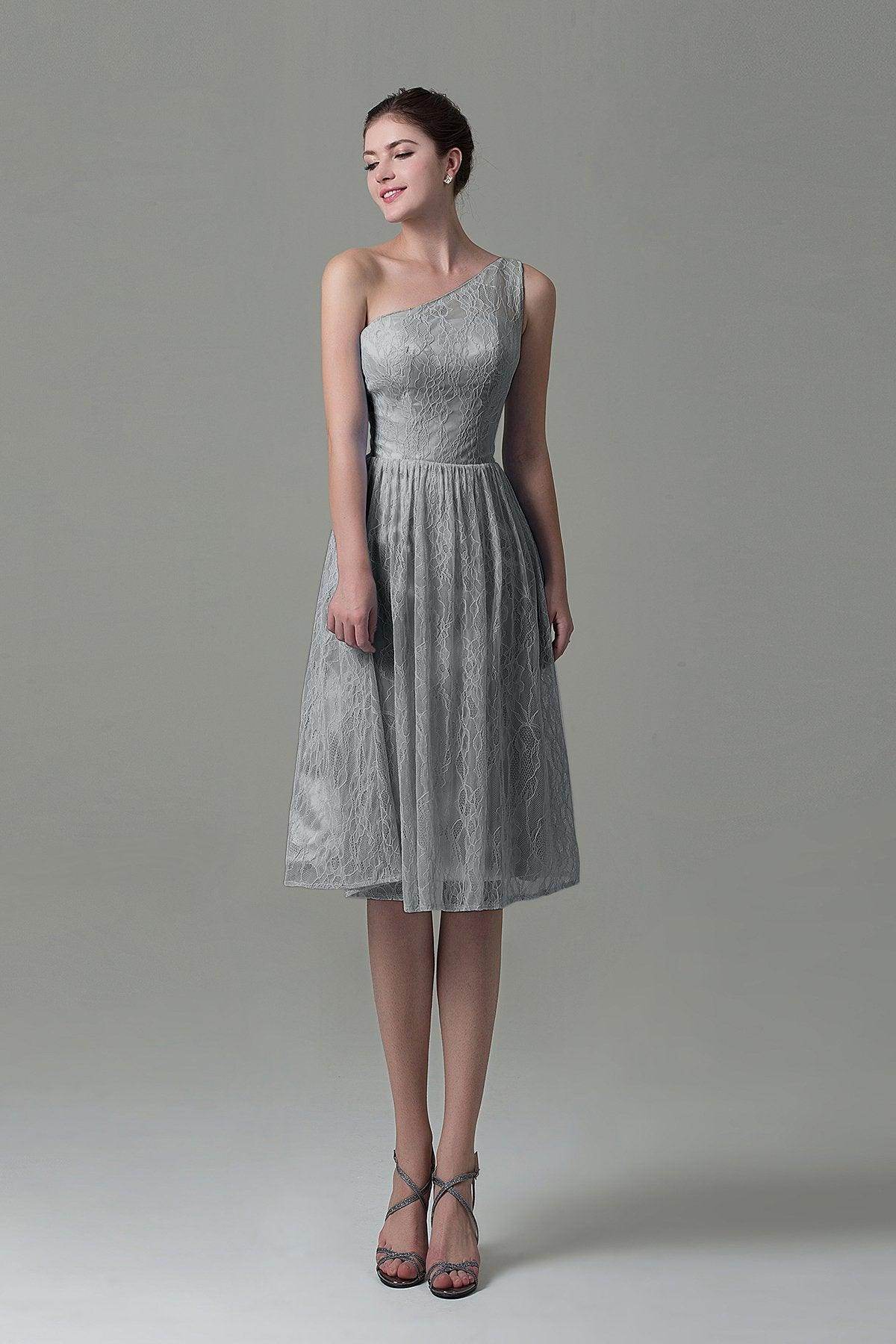 A-Line Knee Length Lace Bridesmaid Dress COZK16009