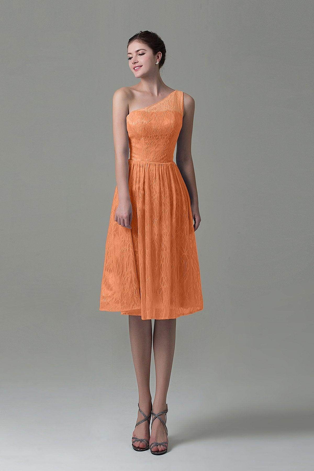 A-Line Knee Length Lace Bridesmaid Dress COZK16009