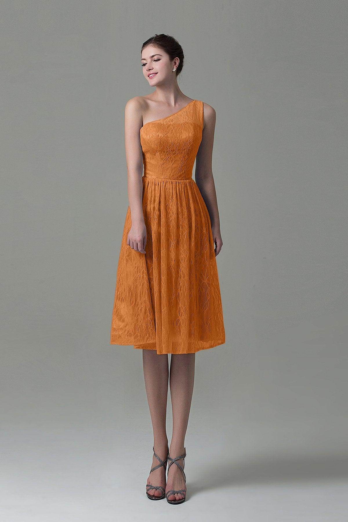 A-Line Knee Length Lace Bridesmaid Dress COZK16009