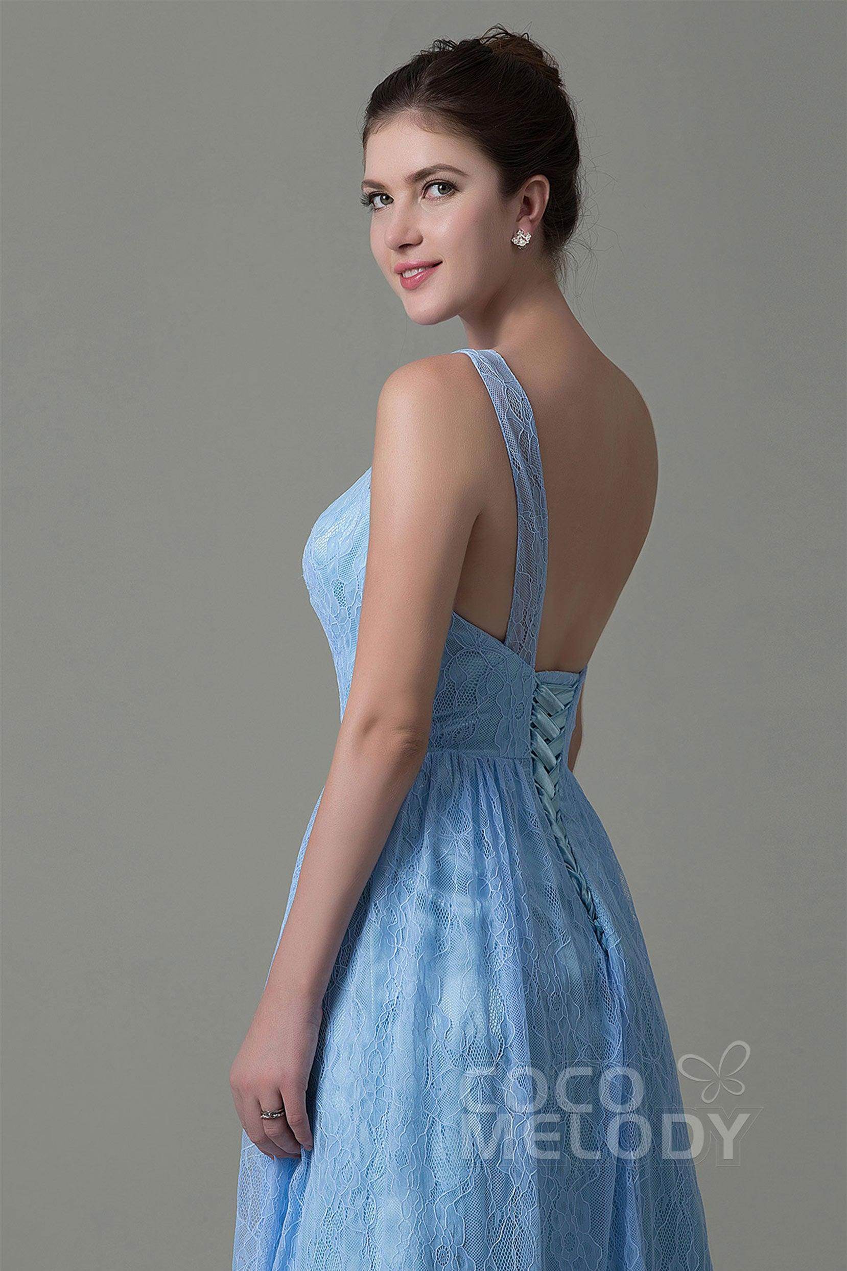 A-Line Knee Length Lace Bridesmaid Dress COZK16009