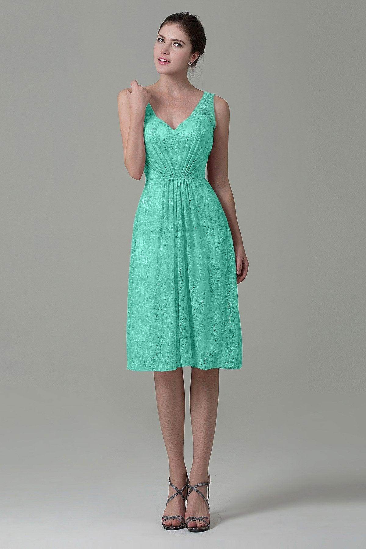 Sheath-Column Knee Length Lace Bridesmaid Dress COZK16010