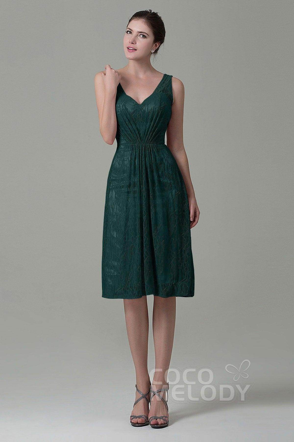 Sheath-Column Knee Length Lace Bridesmaid Dress COZK16010