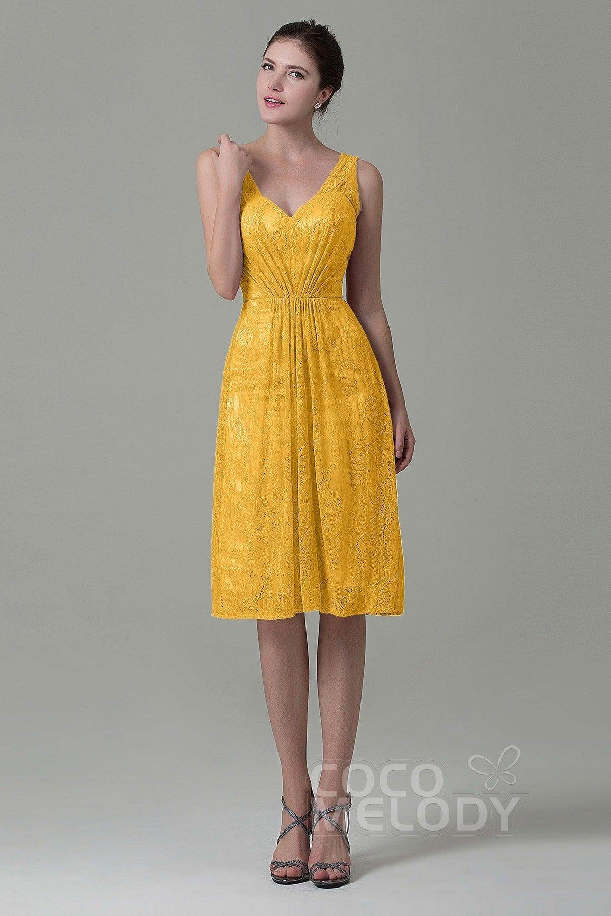 Sheath-Column Knee Length Lace Bridesmaid Dress COZK16010
