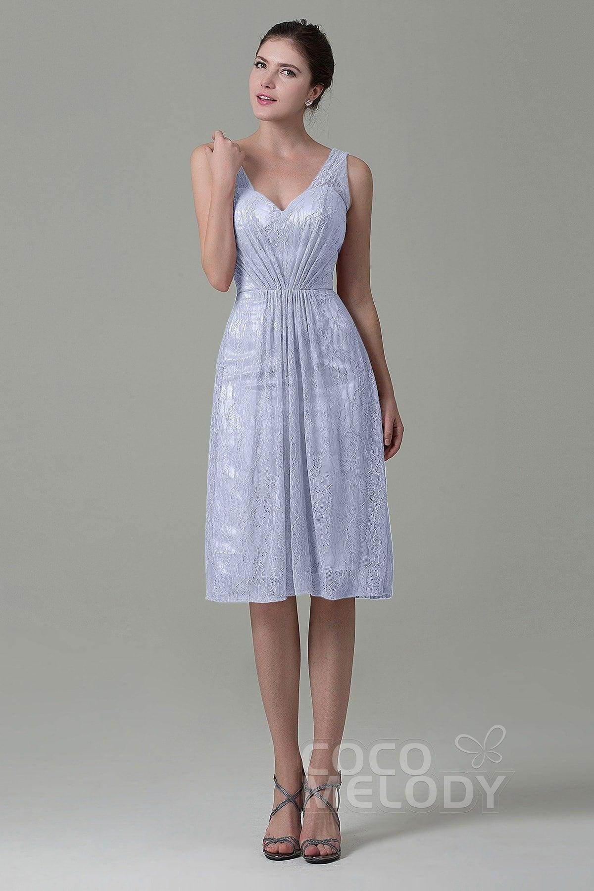 Sheath-Column Knee Length Lace Bridesmaid Dress COZK16010