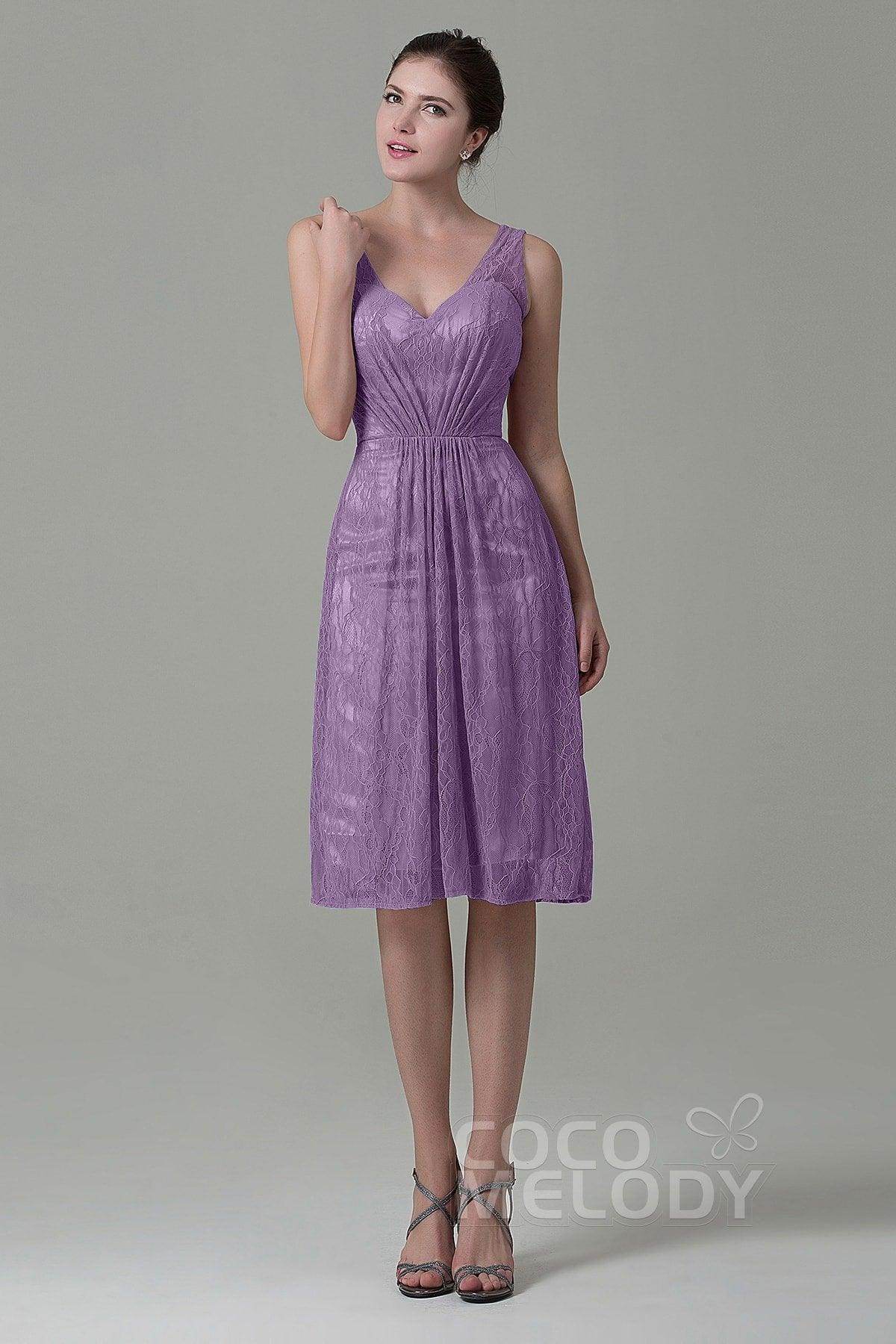 Sheath-Column Knee Length Lace Bridesmaid Dress COZK16010