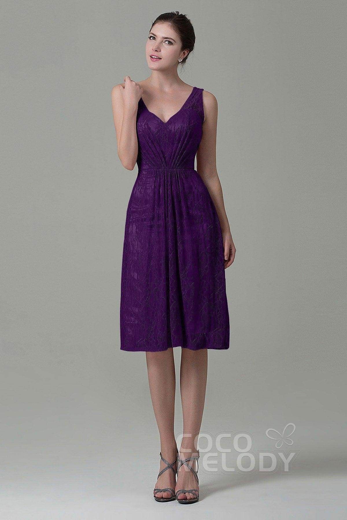 Sheath-Column Knee Length Lace Bridesmaid Dress COZK16010