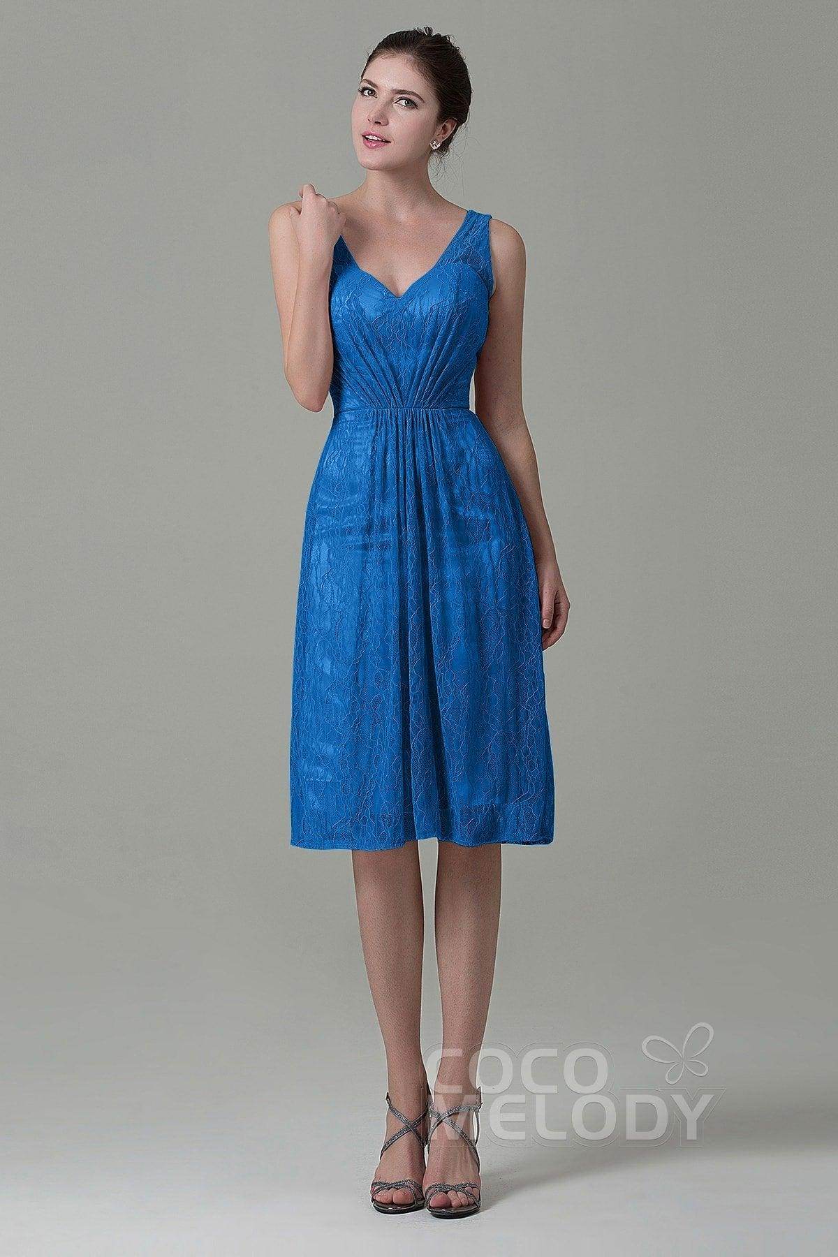 Sheath-Column Knee Length Lace Bridesmaid Dress COZK16010