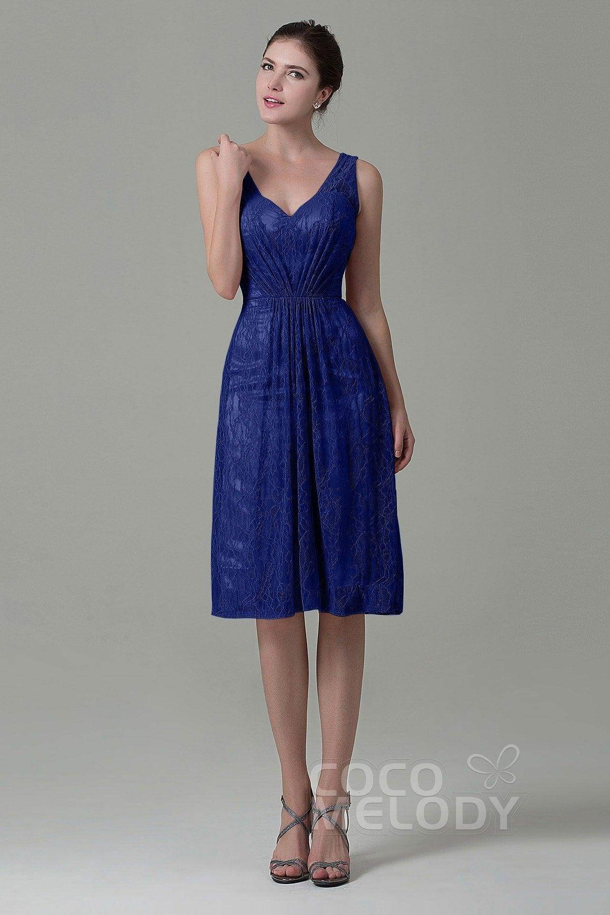 Sheath-Column Knee Length Lace Bridesmaid Dress COZK16010