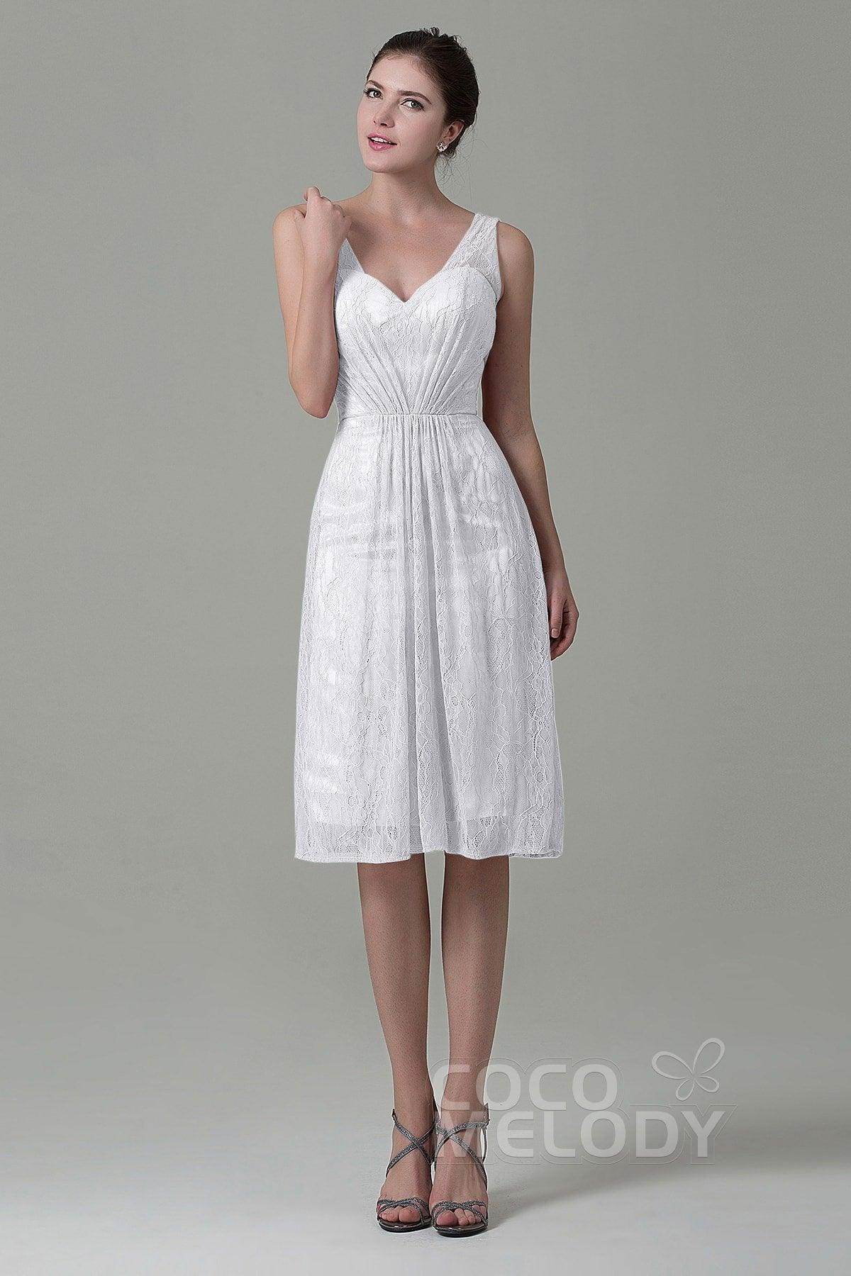 Sheath-Column Knee Length Lace Bridesmaid Dress COZK16010