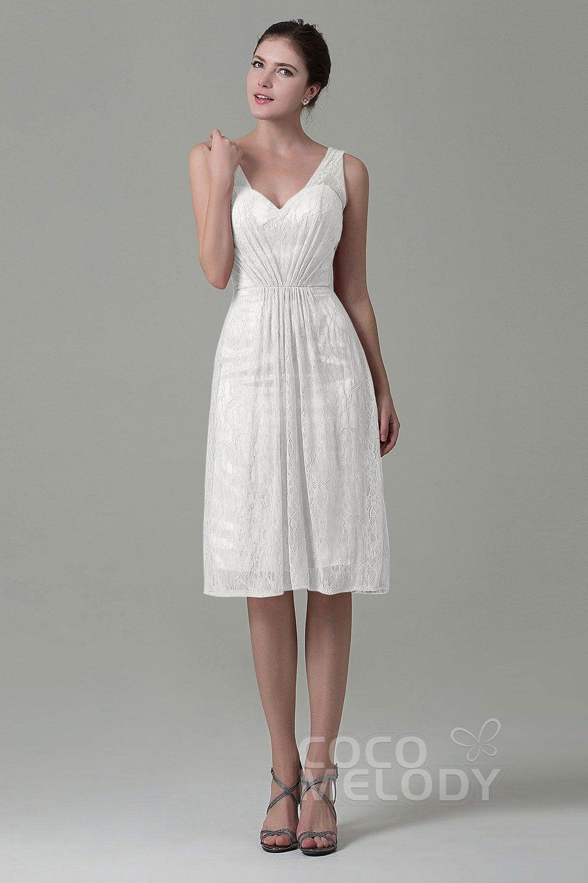Sheath-Column Knee Length Lace Bridesmaid Dress COZK16010