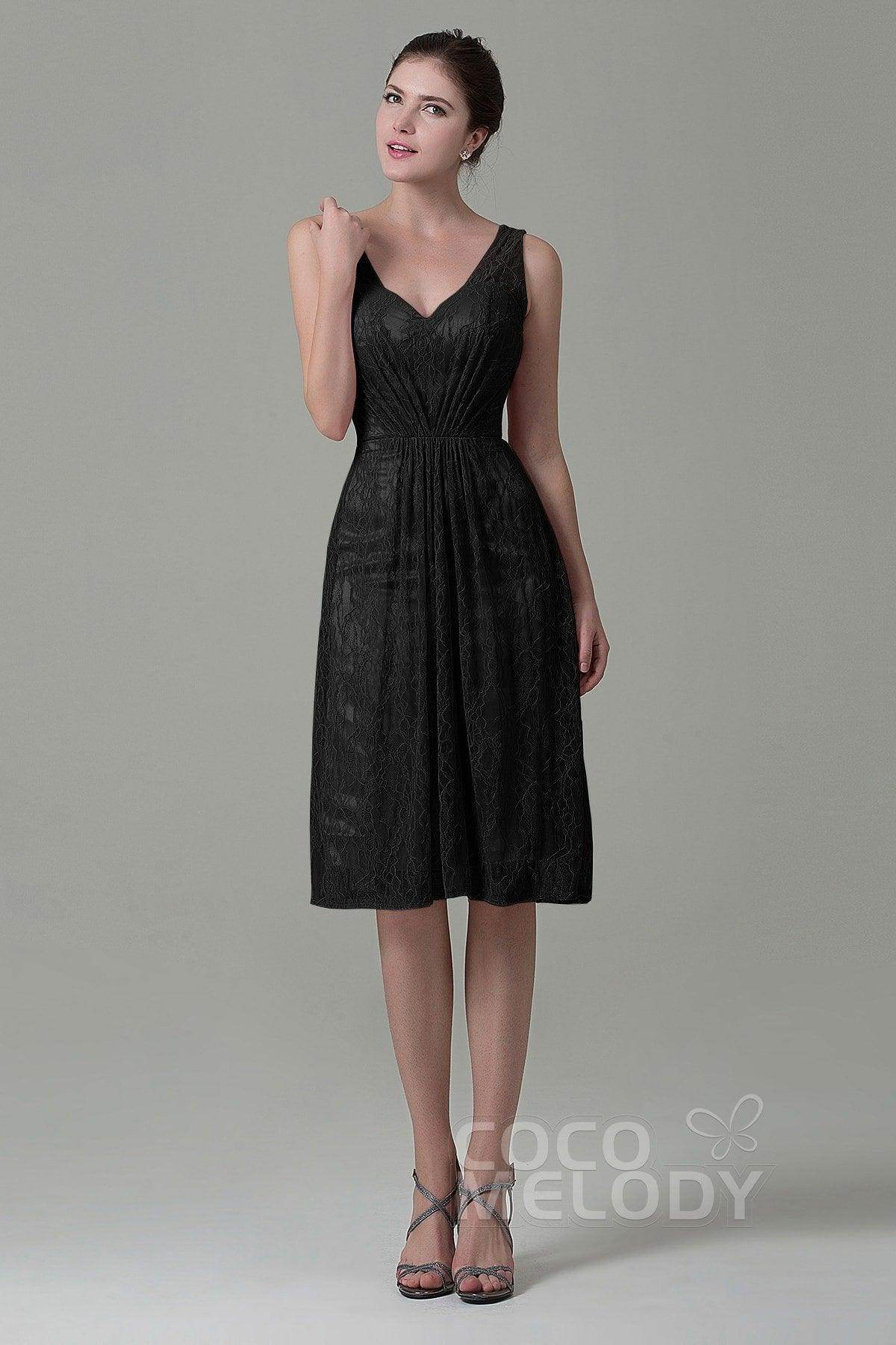 Sheath-Column Knee Length Lace Bridesmaid Dress COZK16010