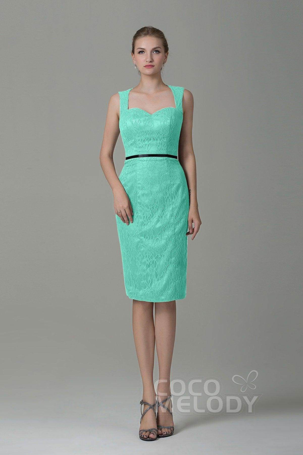 Sheath-Column Knee Length Lace Bridesmaid Dress COZK16011