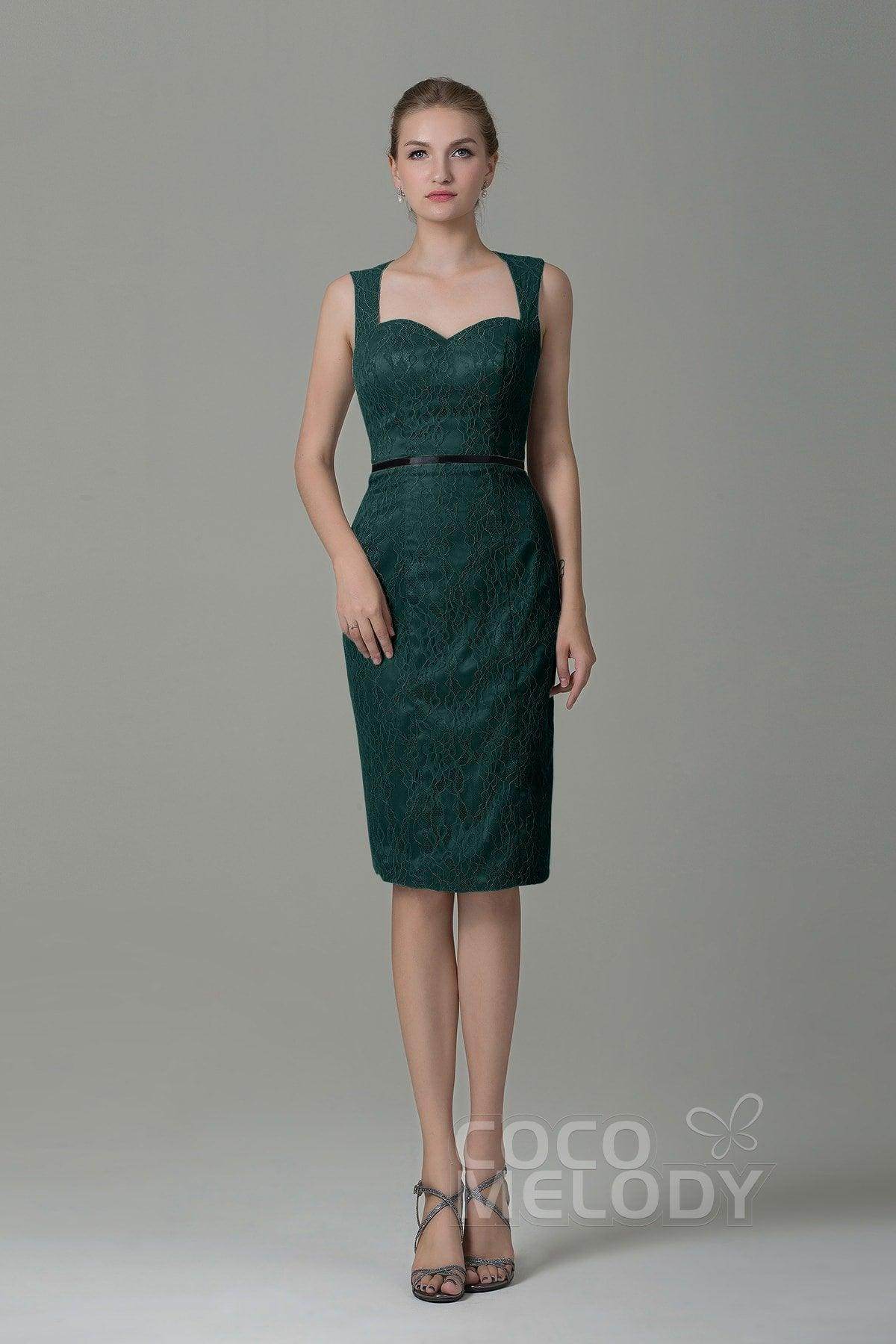 Sheath-Column Knee Length Lace Bridesmaid Dress COZK16011