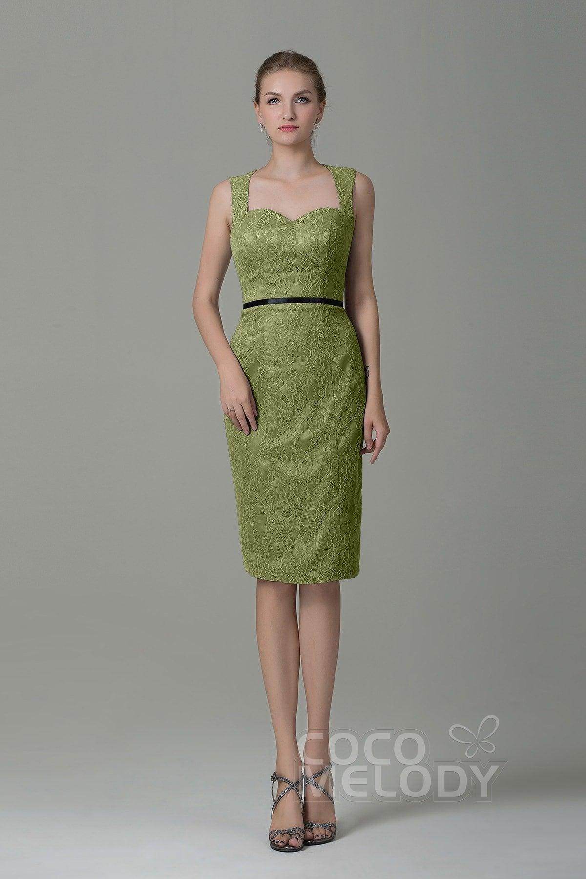 Sheath-Column Knee Length Lace Bridesmaid Dress COZK16011
