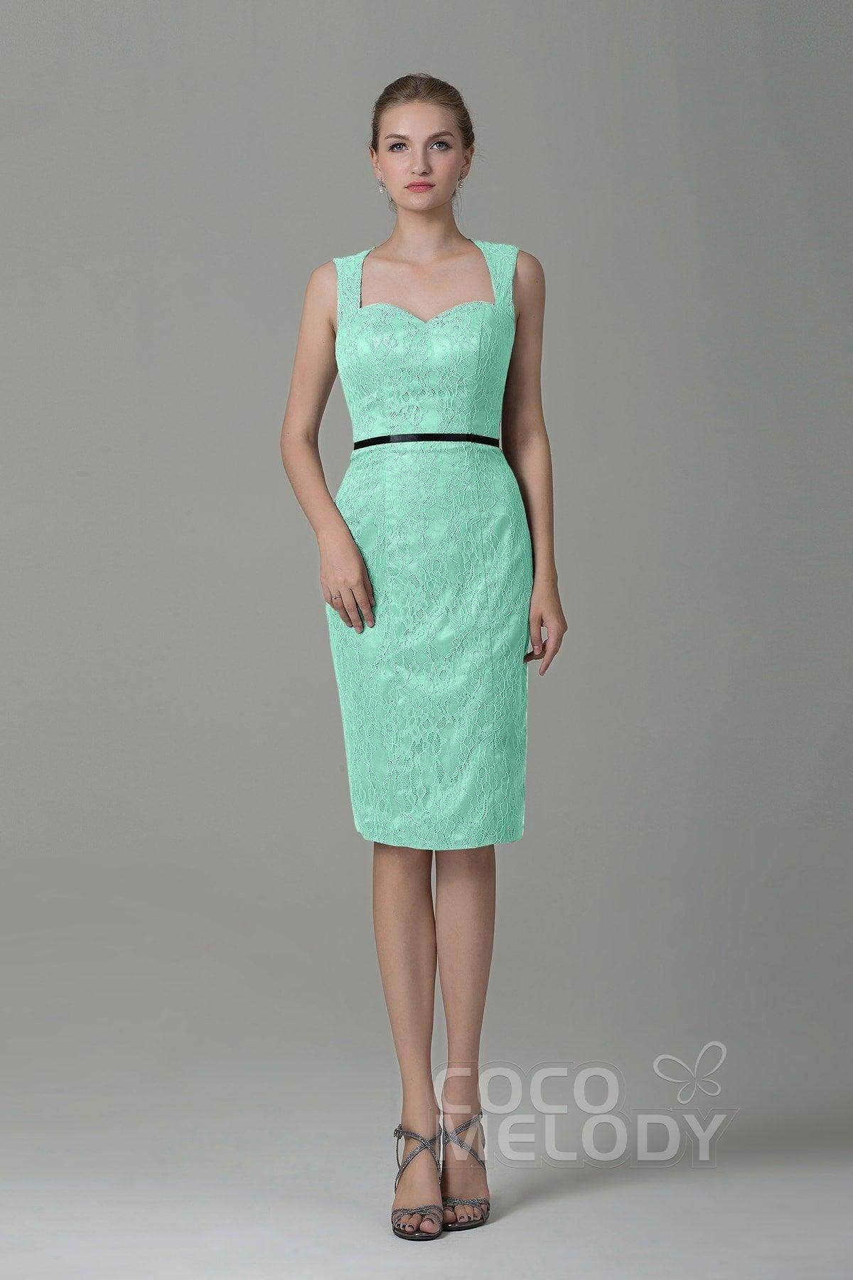 Sheath-Column Knee Length Lace Bridesmaid Dress COZK16011