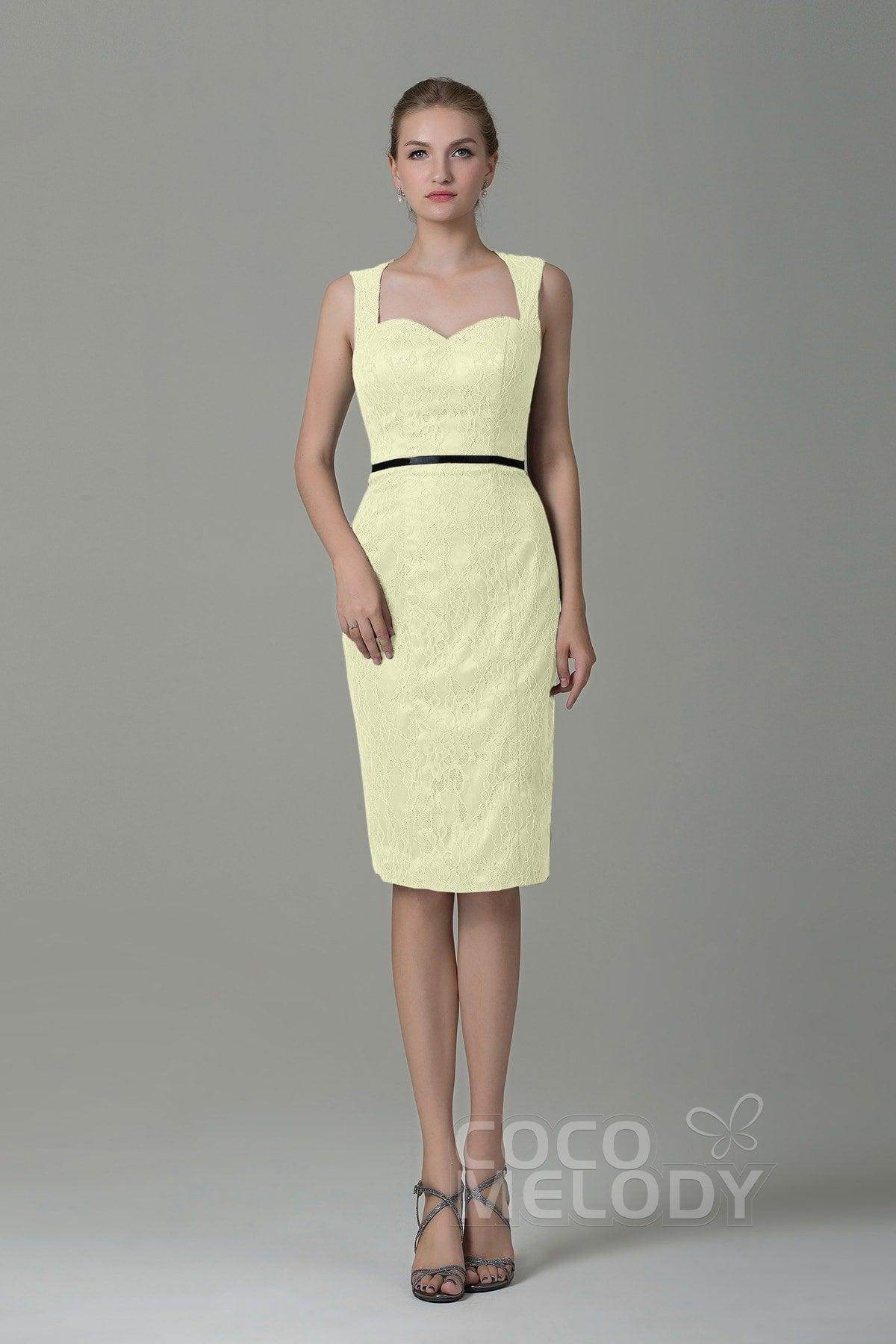 Sheath-Column Knee Length Lace Bridesmaid Dress COZK16011