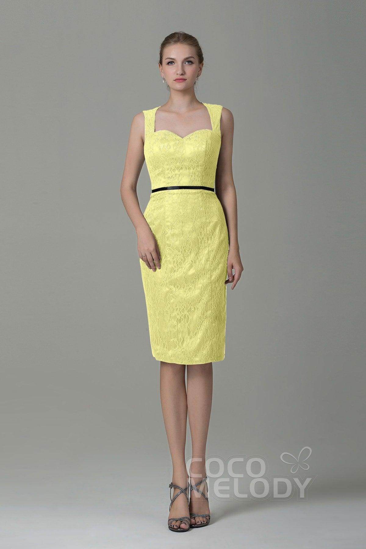 Sheath-Column Knee Length Lace Bridesmaid Dress COZK16011