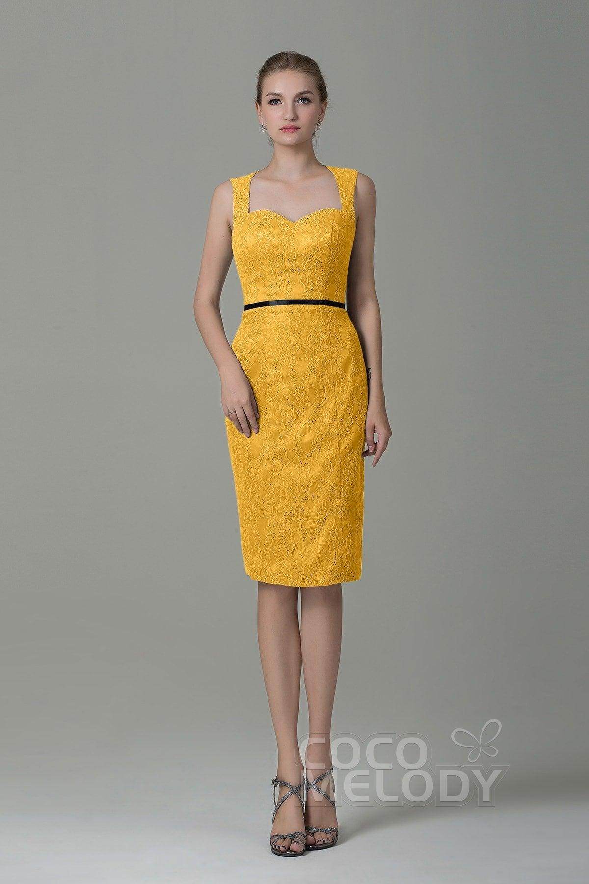 Sheath-Column Knee Length Lace Bridesmaid Dress COZK16011