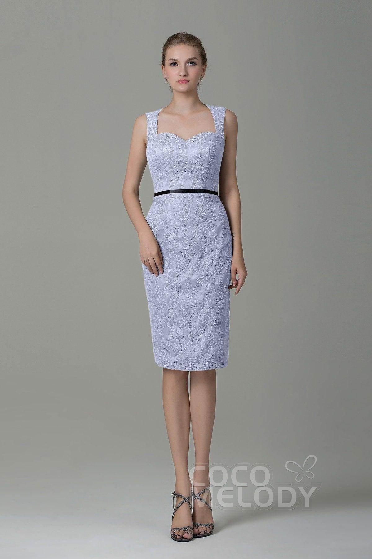 Sheath-Column Knee Length Lace Bridesmaid Dress COZK16011