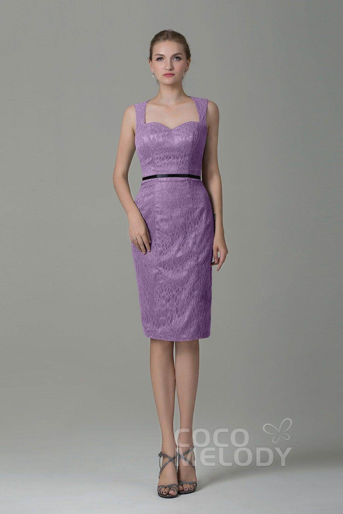 Sheath-Column Knee Length Lace Bridesmaid Dress COZK16011