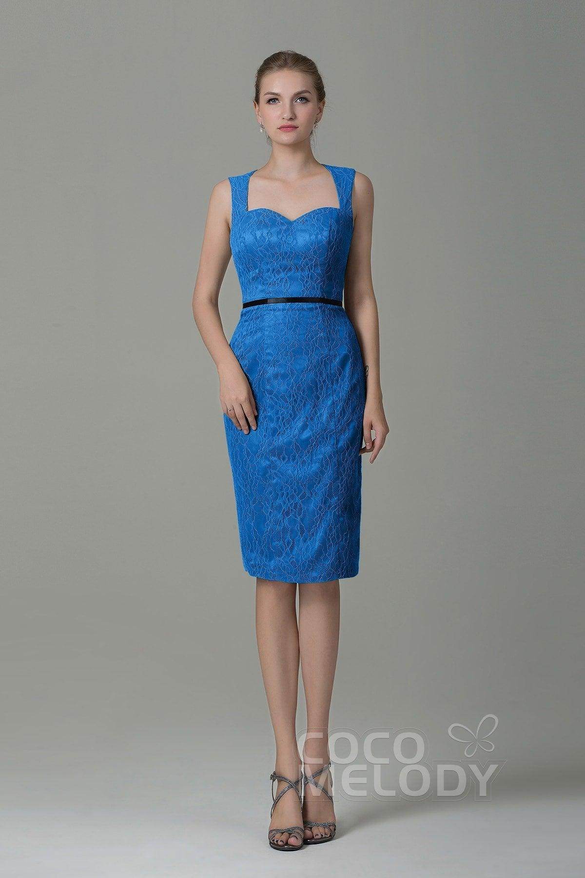 Sheath-Column Knee Length Lace Bridesmaid Dress COZK16011