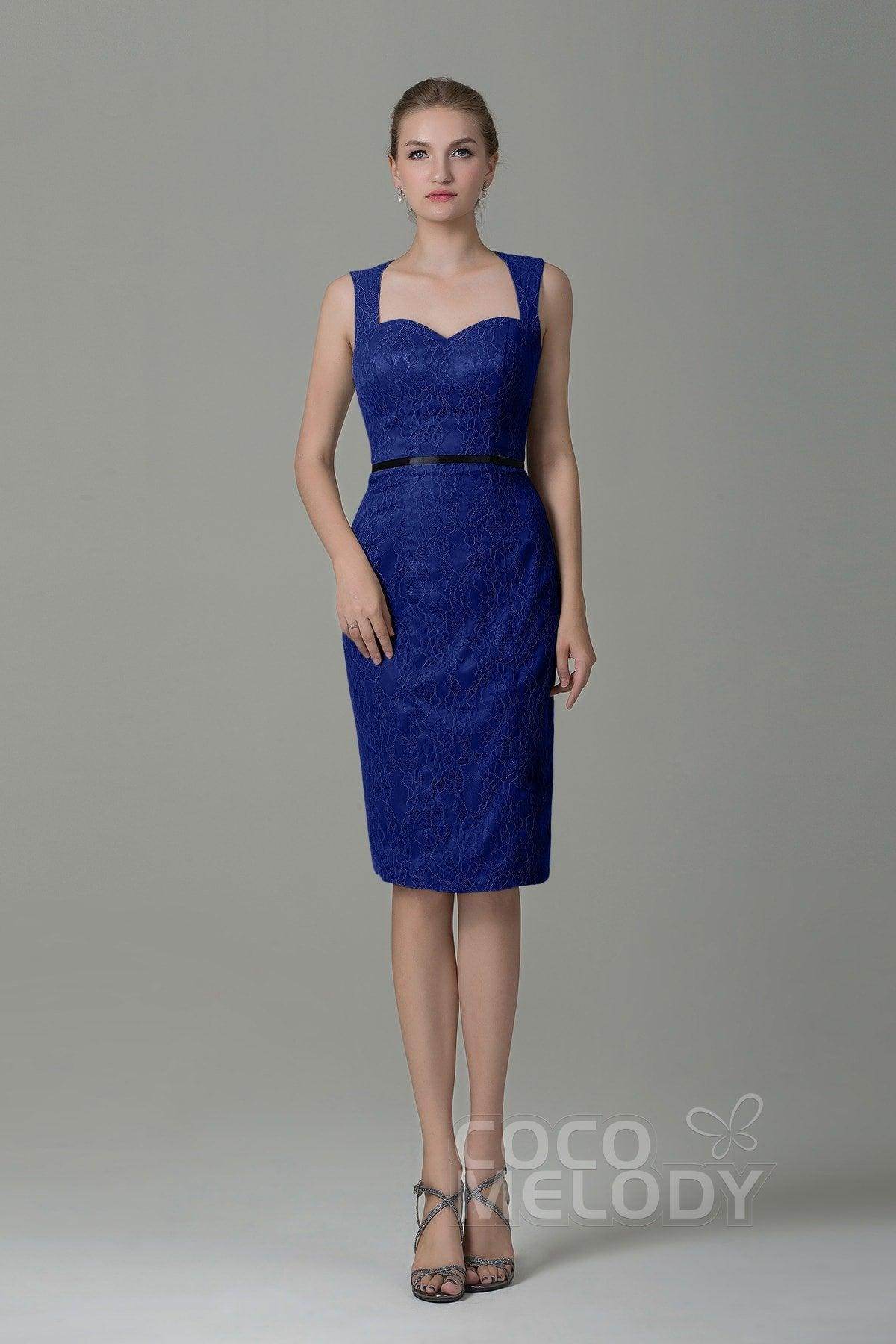Sheath-Column Knee Length Lace Bridesmaid Dress COZK16011