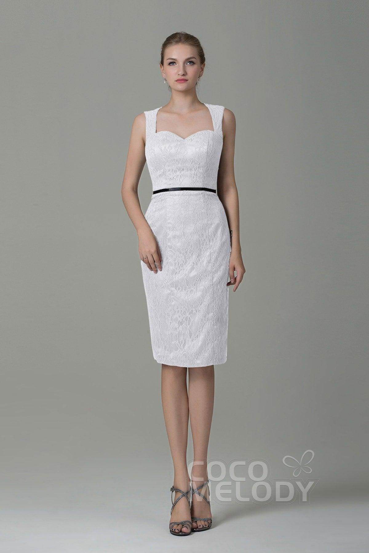 Sheath-Column Knee Length Lace Bridesmaid Dress COZK16011