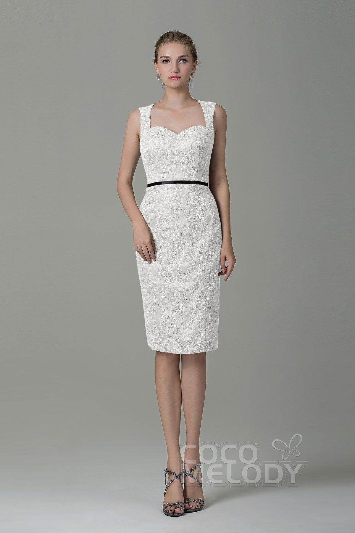 Sheath-Column Knee Length Lace Bridesmaid Dress COZK16011